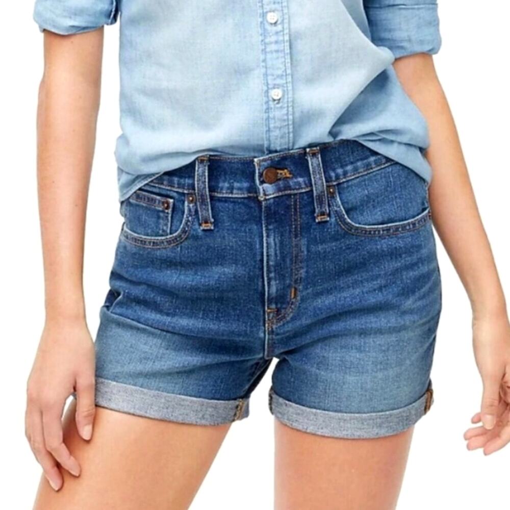 J CREW Classic Denim Jean Short In Pacific Blue Wash High Rise Size 27